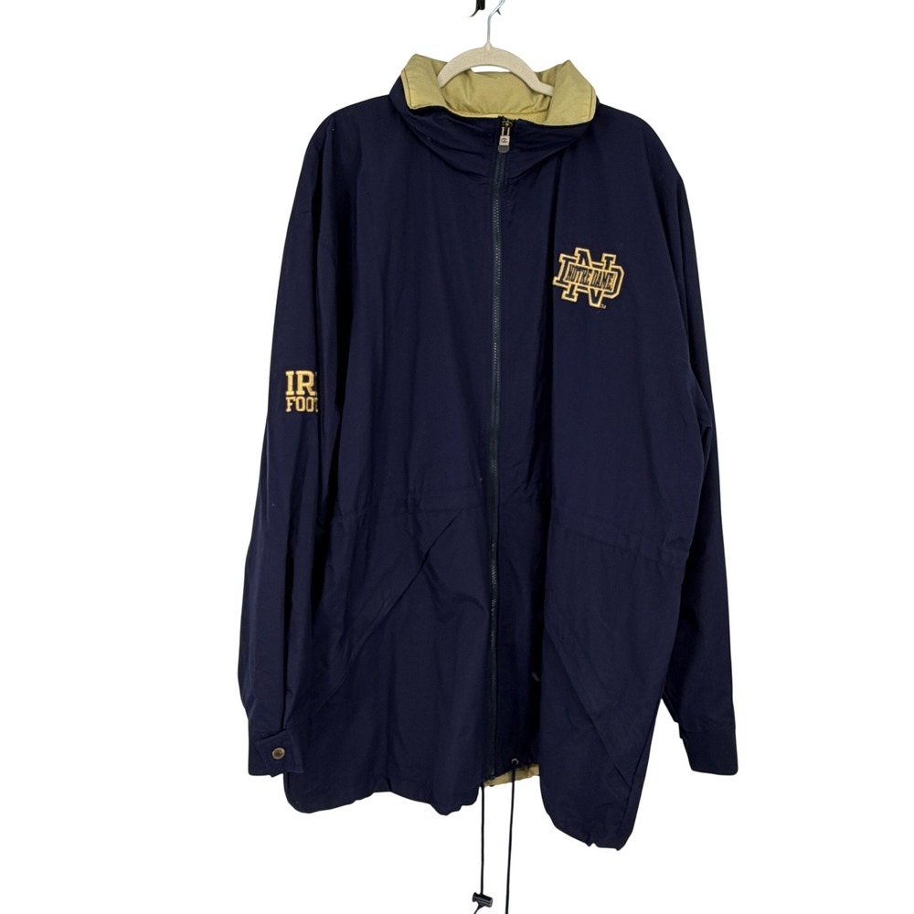 Vintage 90s Champion Notre Dame Fighting Irish Football Jacket XXL Navy